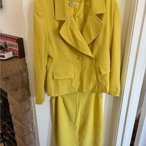 EBONY SPIEGEL ESTYLE Canary Yellow 2Pc Skirt Suit Sz 12-USA